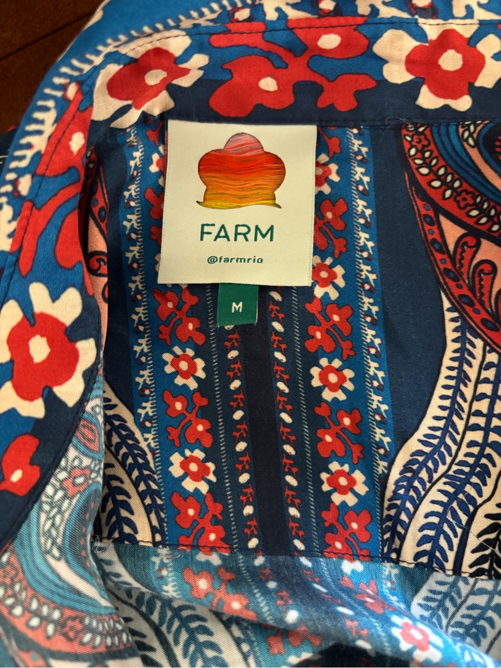 FARM Rio Navy, Red & Cream Paisley Button-Down Shirt - Picture 6 of 7
